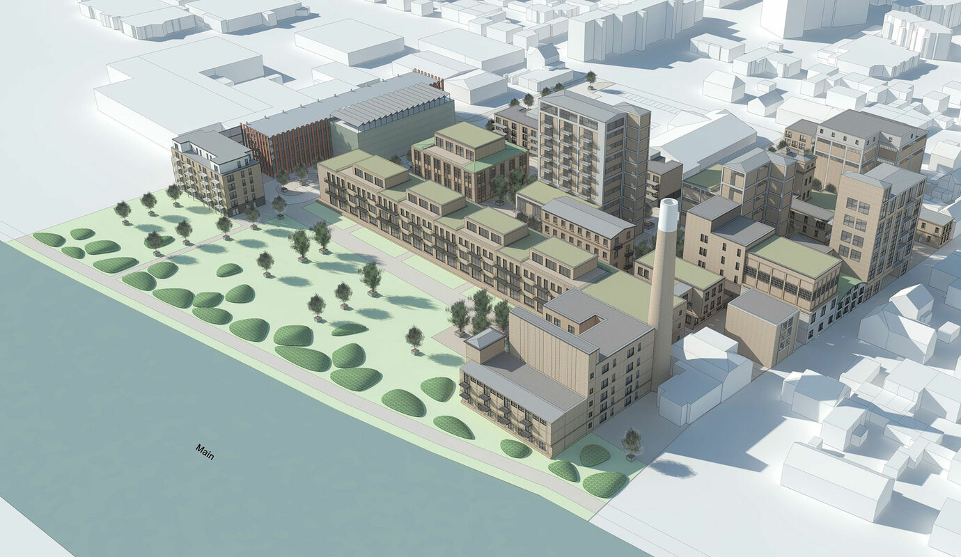 Rendering of a bird’s eye view from the south