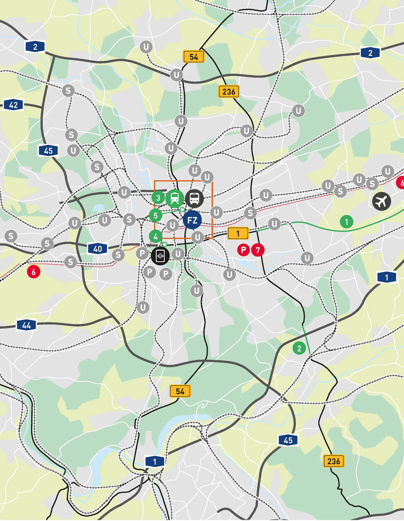 Sample diagram in the bid book: Transportation infrastructure for the Dortmund venue