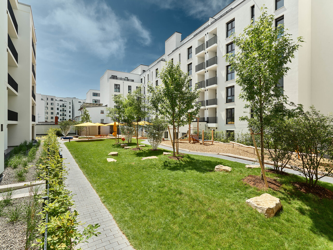 Exterior design with pathways through the inner courtyard