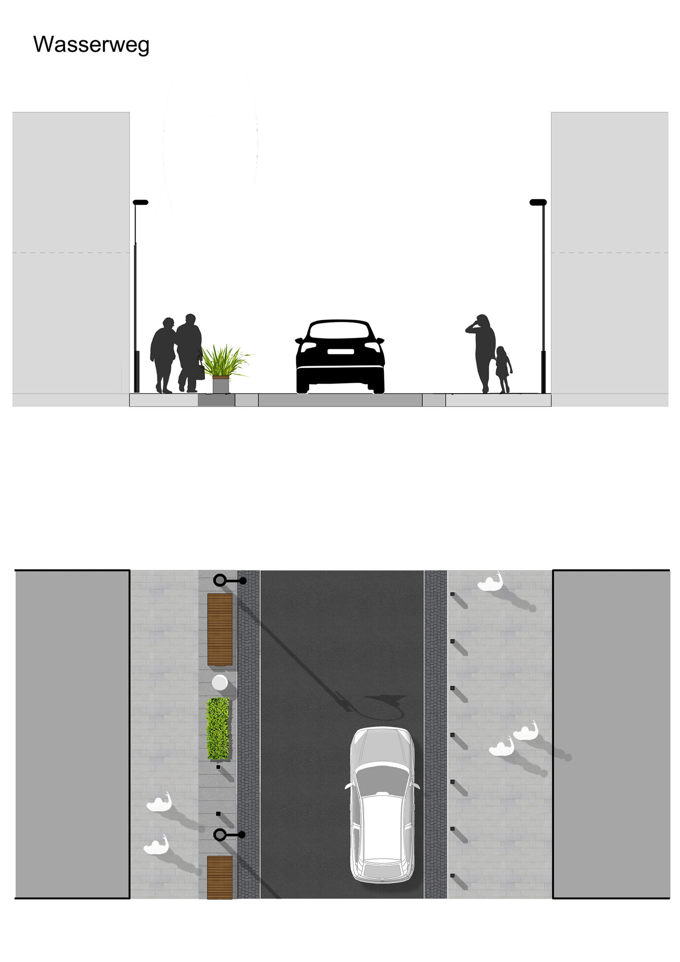 Road with function strip