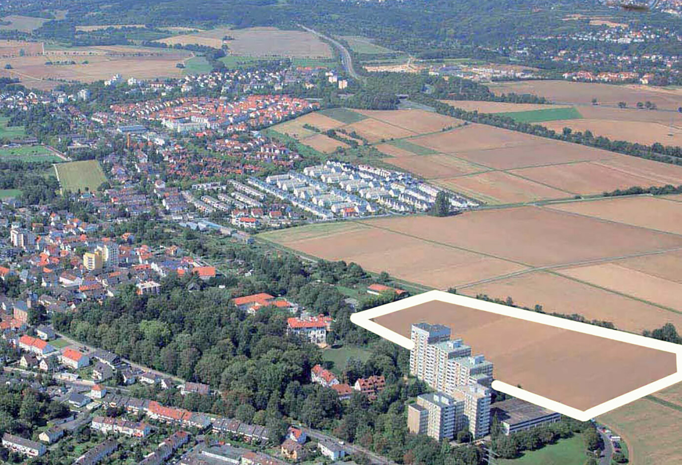 aerial view of the planned area