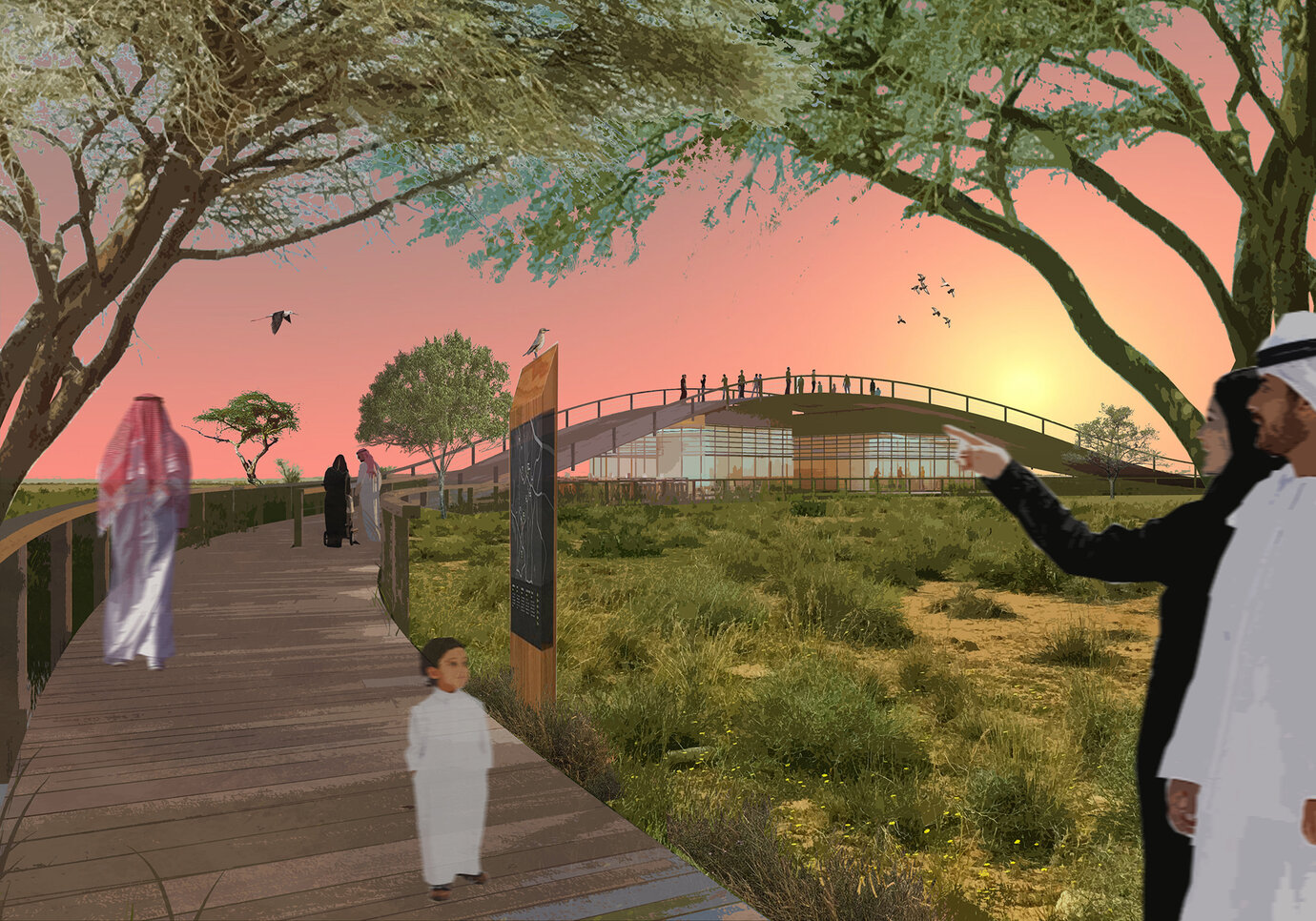 Vizualisation of the proposed Ecotainment Wadi Visitor Centre.