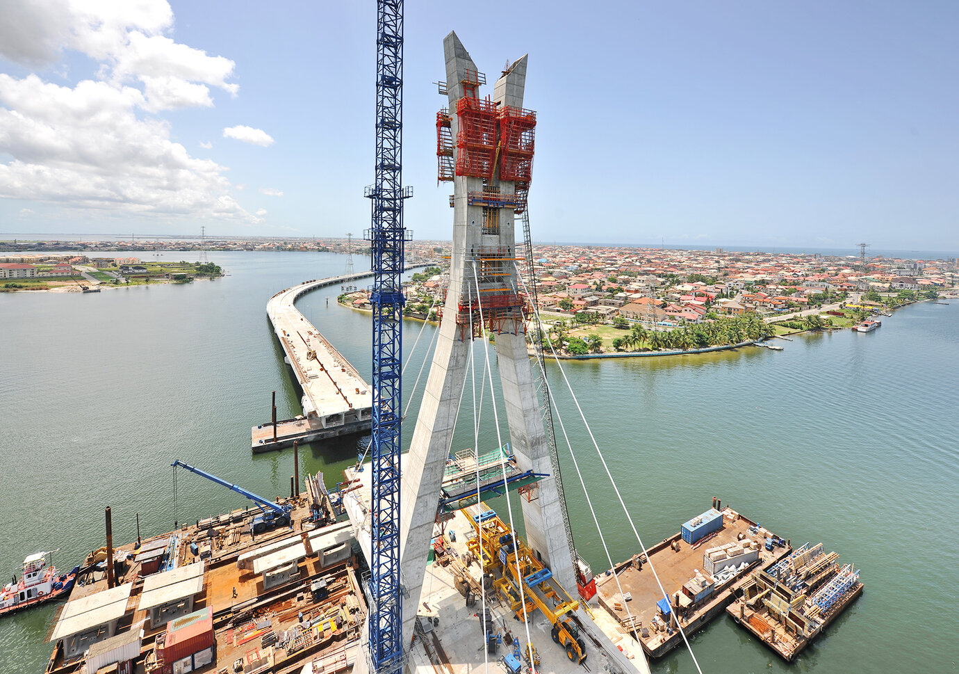 Bird view of the construction work on the Lekki-Ikoyi Link Bridge / © Julius Berger Nigeria Plc