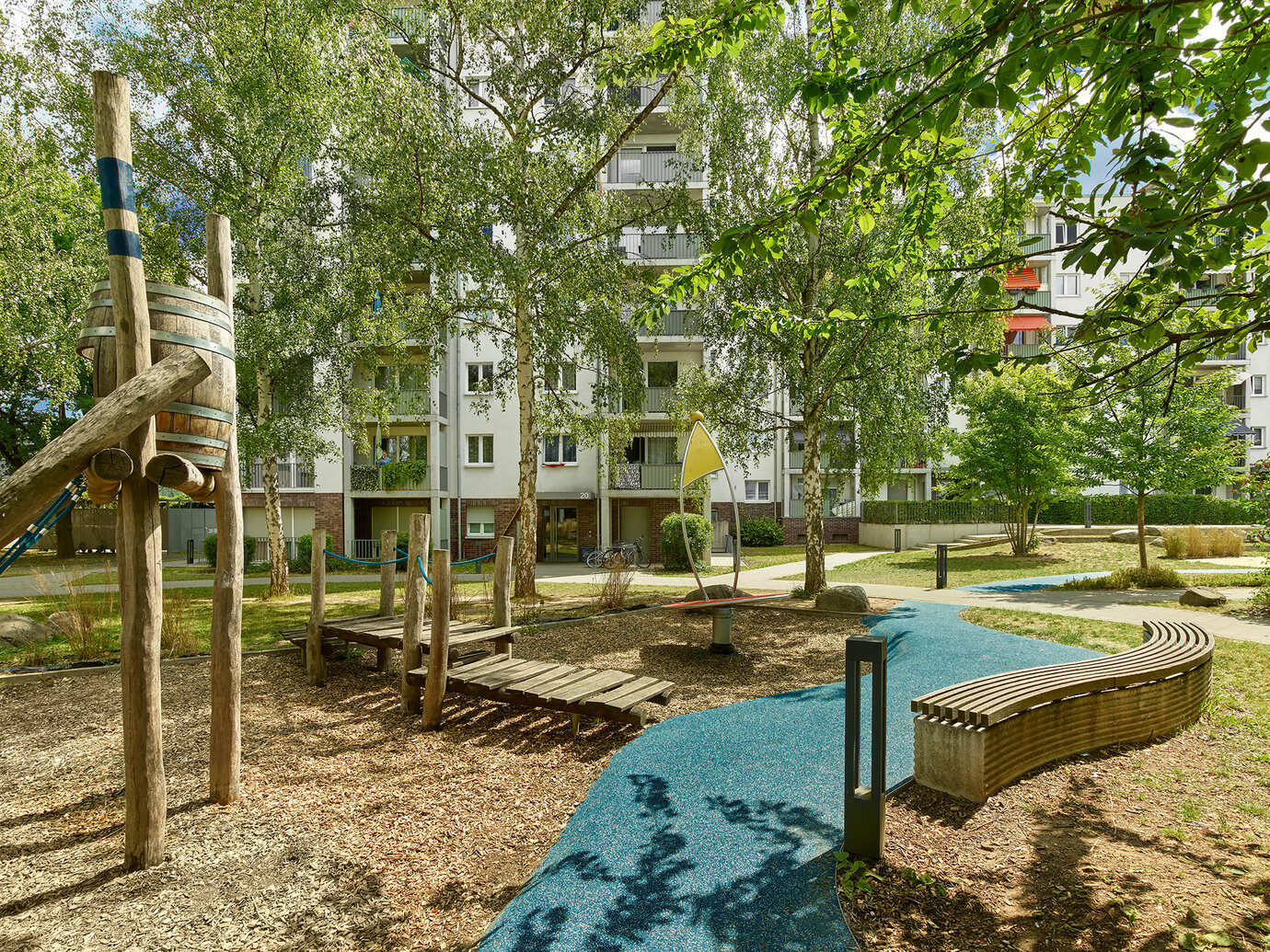 Spacious playground areas in the garden courtyard