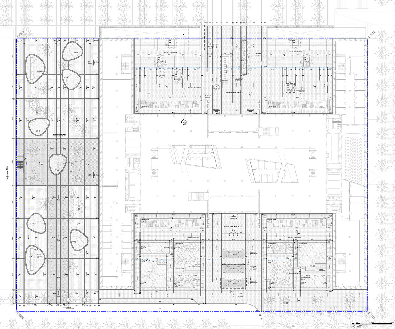 Section of the plans, layout plan (hardscape plan)